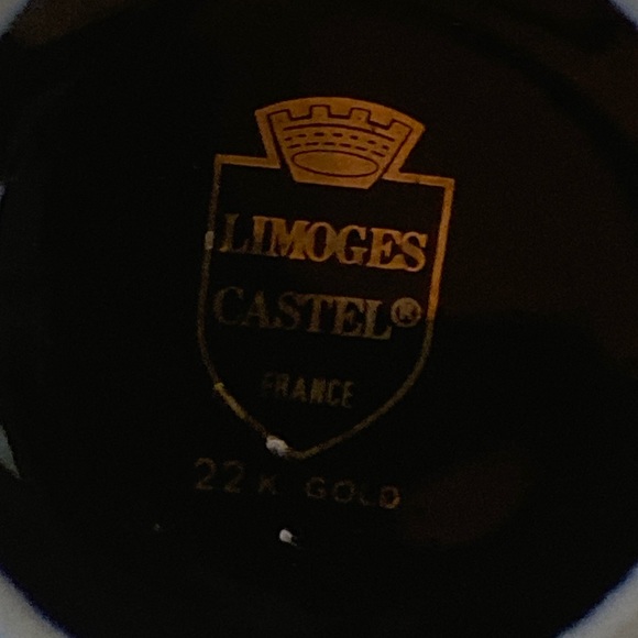 Limoges Castel 22kt gold Floral Vase in Cobalt - Picture 7 of 8